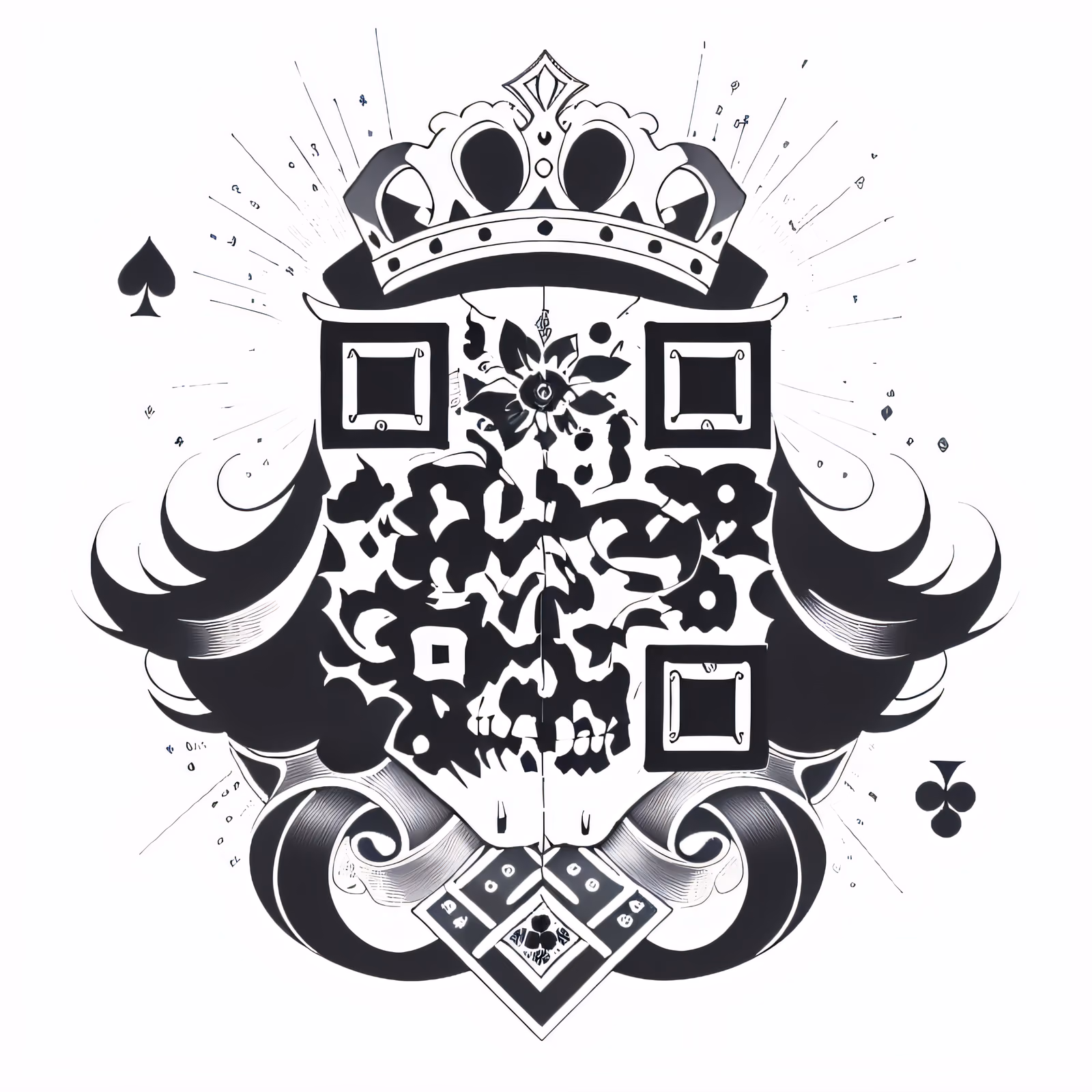 Crowned Skull Tattoo Ink QR Code for Temporary Tattoos — image 1