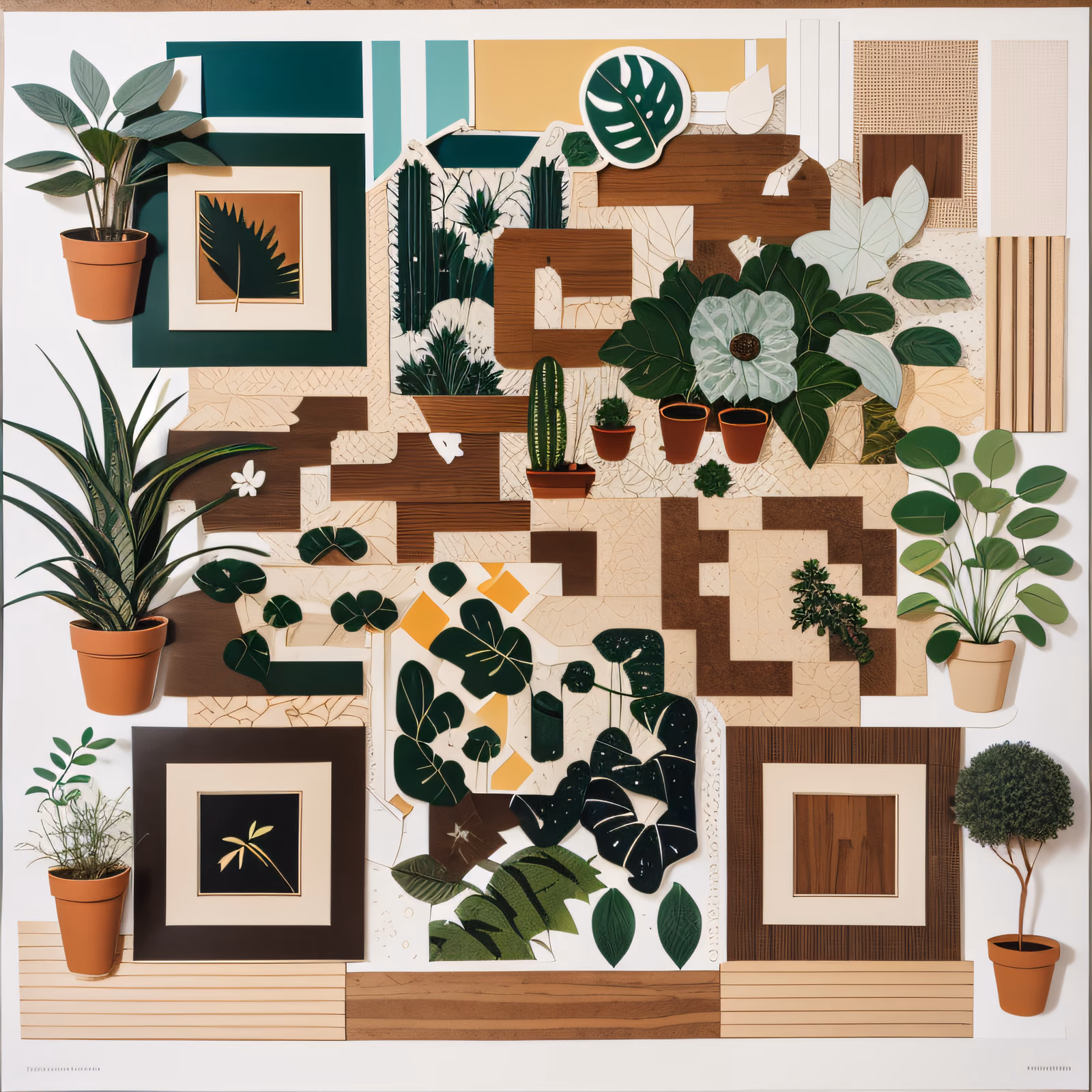 Houseplant Paper Collage QR Code Art — image 1