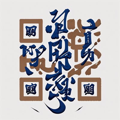 Каллиграфия синими чернилами, надпись кистью: QR-код для постеров