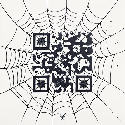 Spiderweb Ink Tattoo Style QR Code for Posters