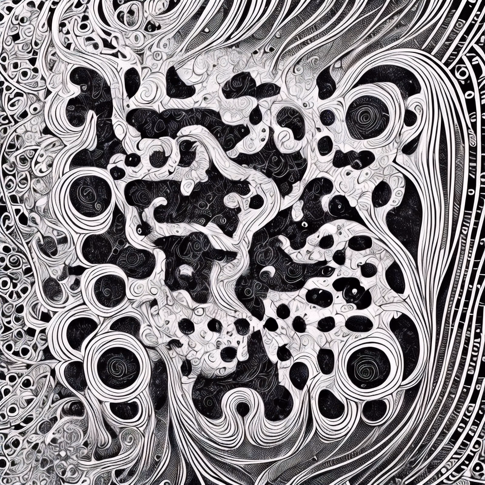 Swirling Ink Zentangle Black & White QR Code Art — image 1