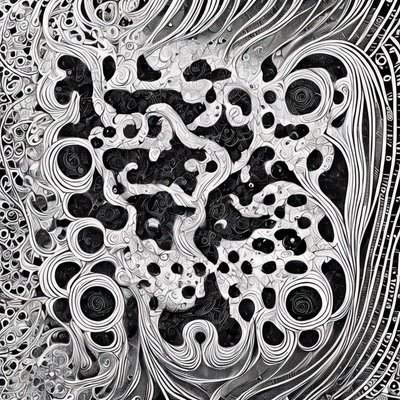 Swirling Ink Zentangle Black & White QR Code Art