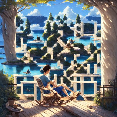 Rocking Chair Lake View Storybook QR Code Art