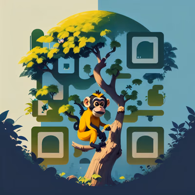 Jungle Monkey on Tree Vector QR Code for Posters — image 1