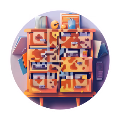 Картотечный шкаф, векторная иллюстрация интерьера, QR-код для стикеров — изображение 1