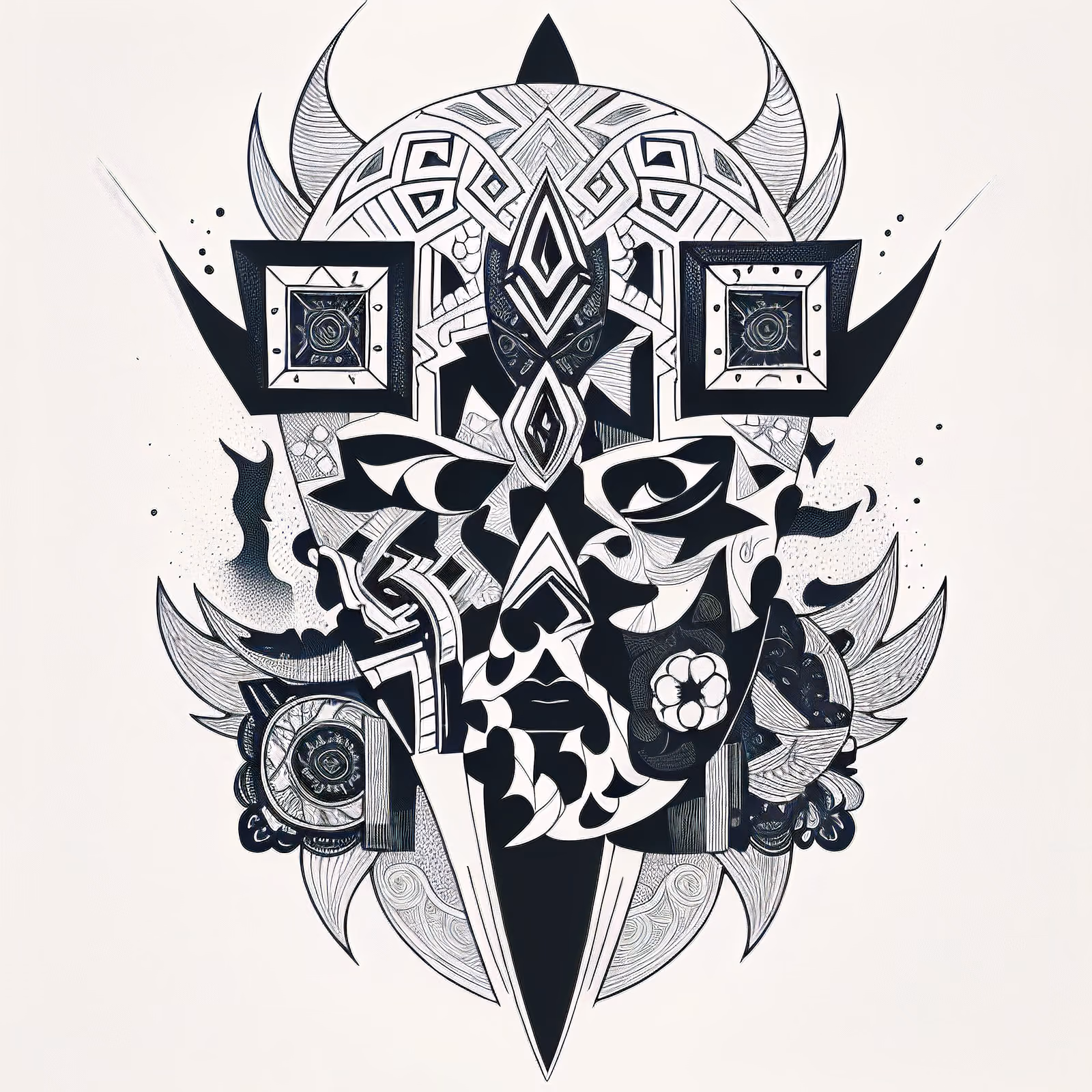 Африканская племенная маска: QR-код для временных татуировок — изображение 1