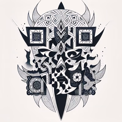 Африканская племенная маска: QR-код для временных татуировок — изображение 1