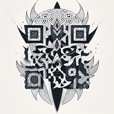 Африканская племенная маска: QR-код для временных татуировок