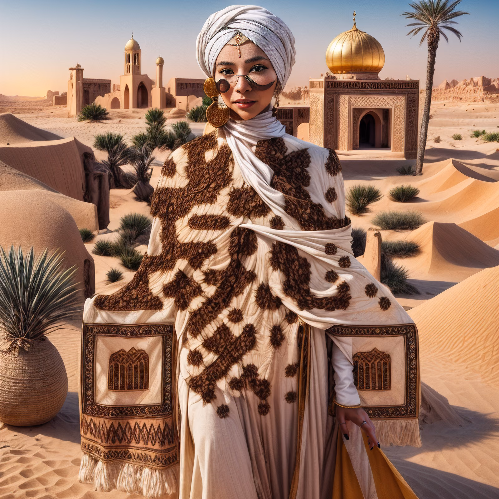 Desert Woman in Turban Digital QR Code for Posters — image 1