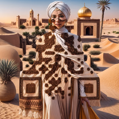 Desert Woman in Turban Digital QR Code for Posters — image 1