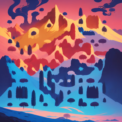 Surreal Mountain Landscape Digital QR Code Art — image 1