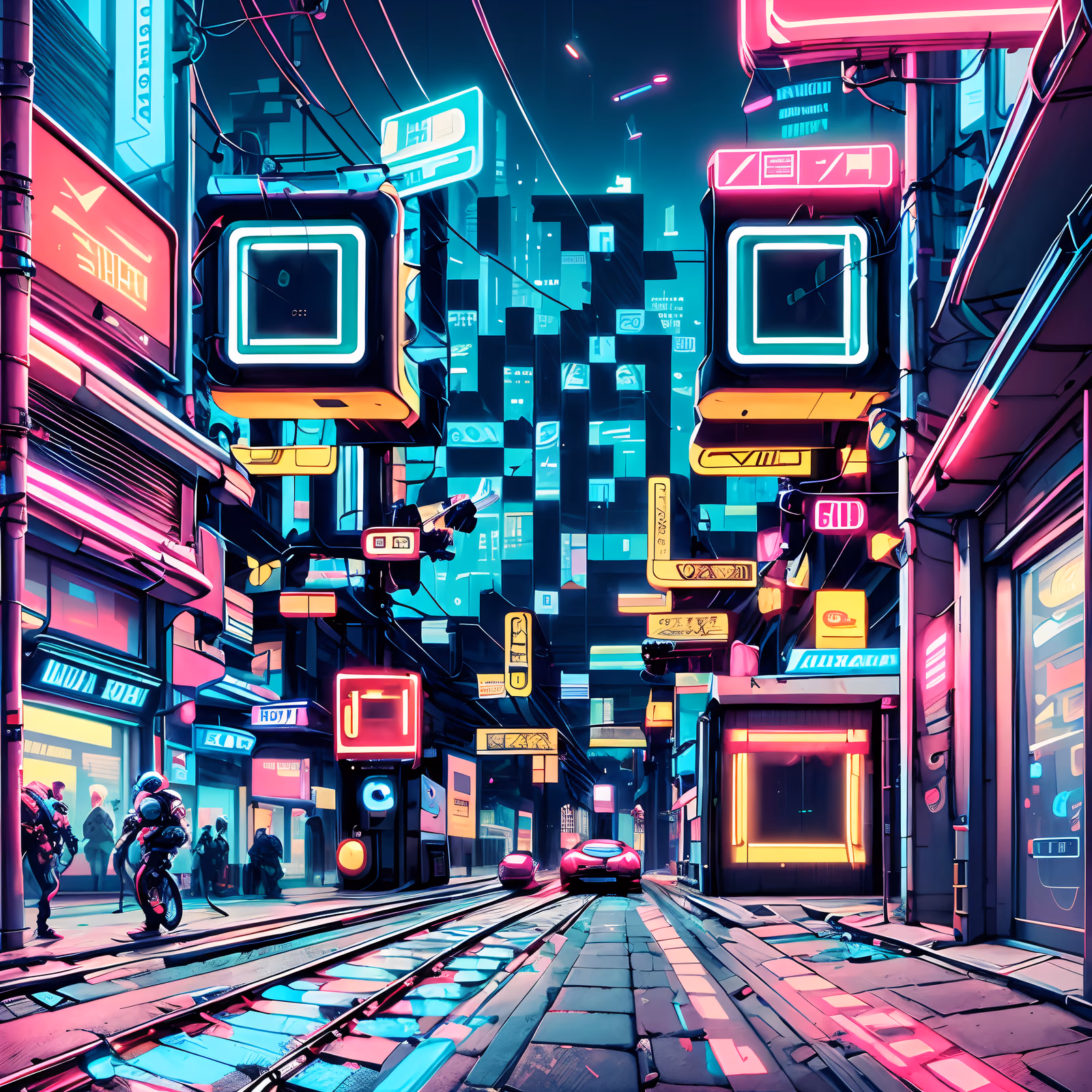 Neon Cyberpunk Street Digital QR Code for Posters — image 1