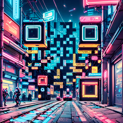 Neon Cyberpunk Street Digital QR Code for Posters — image 1