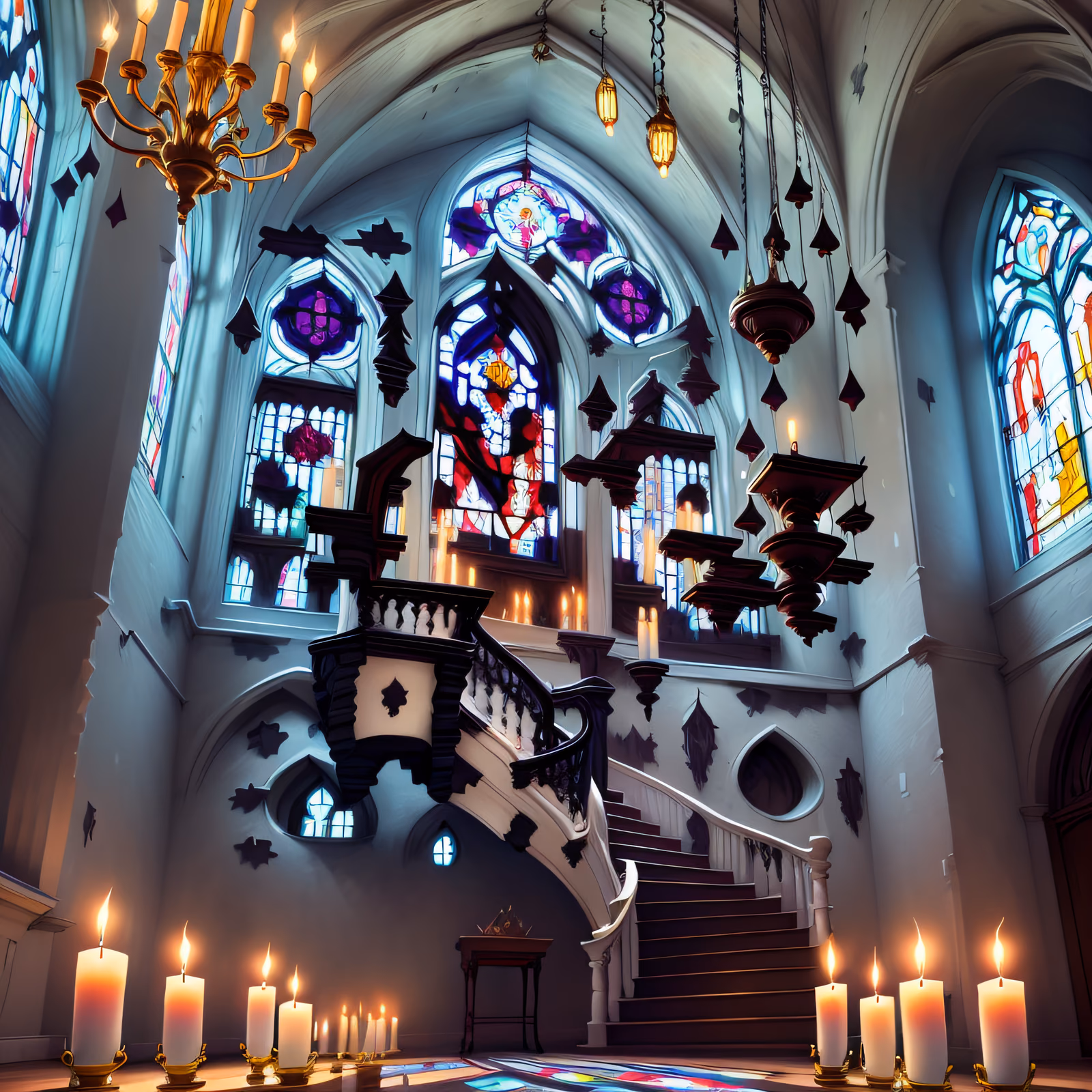 Gothic Castle Hall Digital Painting QR Code for Posters — image 1