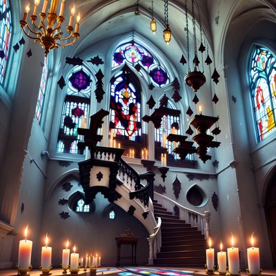 Gothic Castle Hall Digital Painting QR Code for Posters