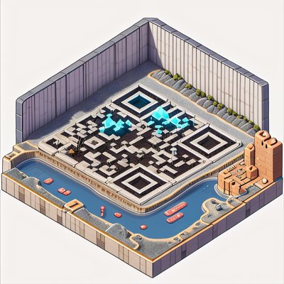 Isometric Desert Settlement 3D QR Code Art