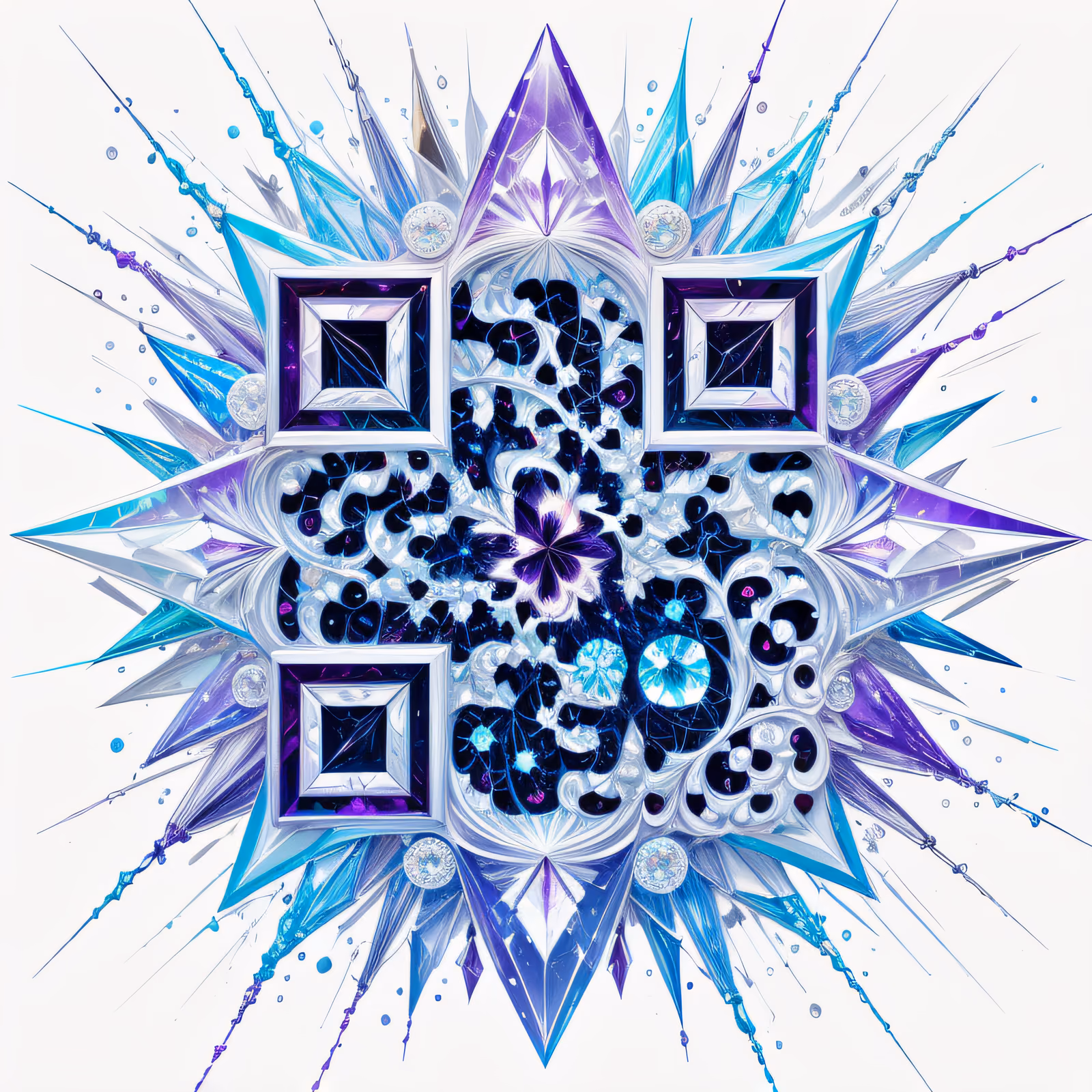 Хрустальная мандала из аметиста, иллюстрация QR-код — изображение 1