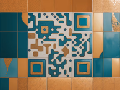 Turquoise Gold Arabesque Tile QR Code Art — image 1