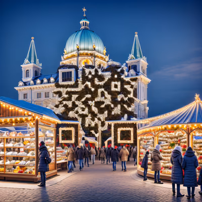 Christmas Market Cathedral Photorealistic QR Code for Posters — image 1