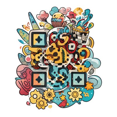 Cute Object Abstraction Vector QR Code for Stickers