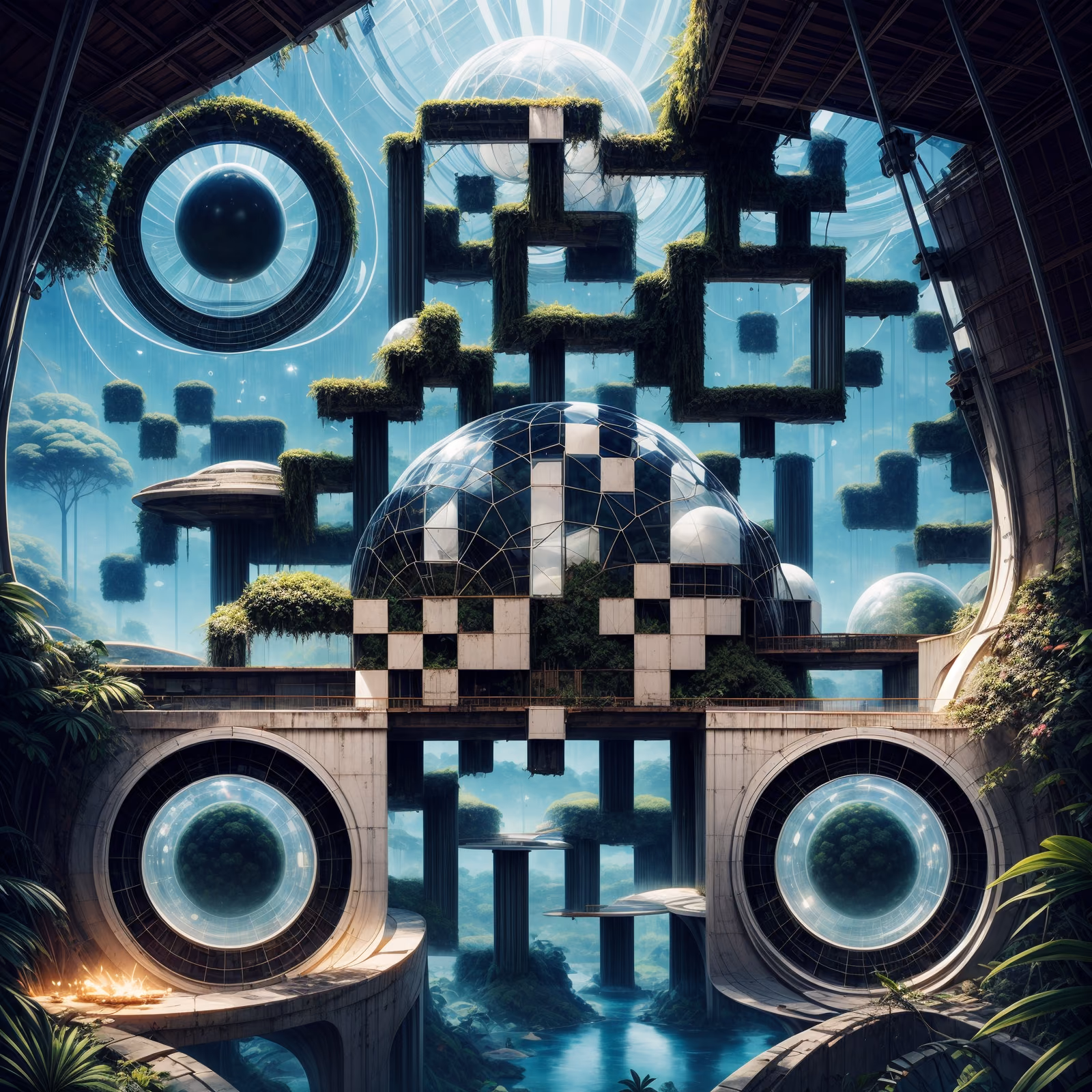 Futuristic Jungle Domes Surreal QR Code Art — image 1