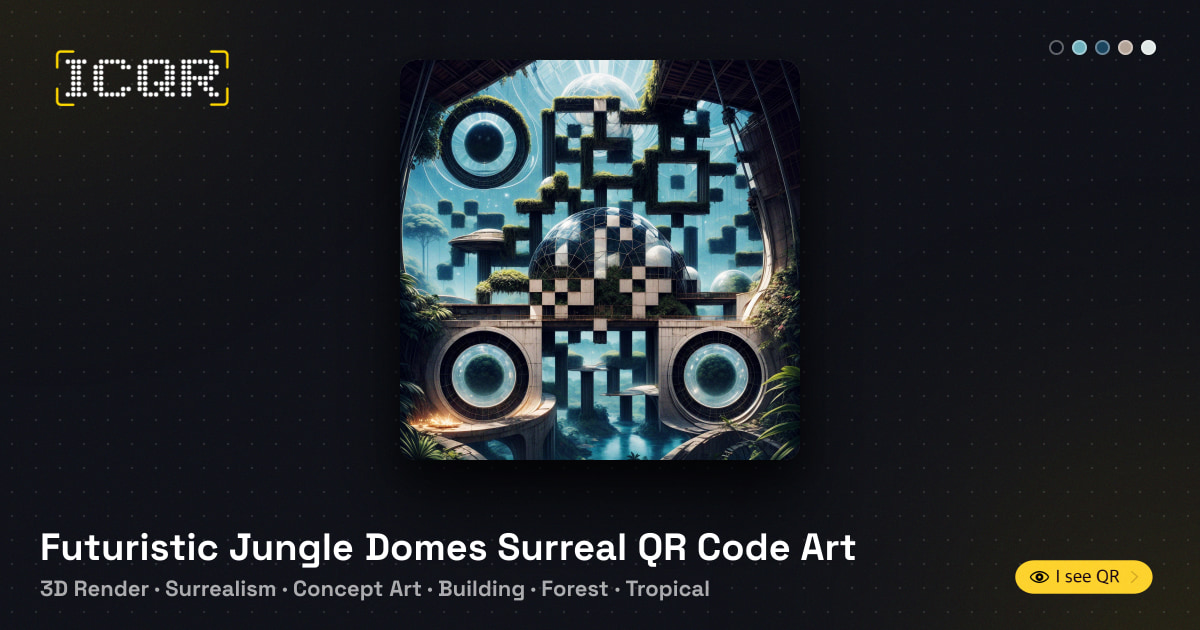 Futuristic Jungle Domes Surreal QR Code Art • ICQR