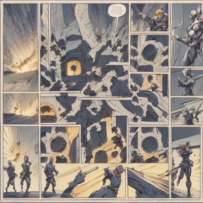 装甲战士漫画分格二维码设计，适用于海报