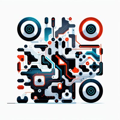 Futuristic Circuit Machine Vector QR Code for Posters