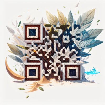 Ботанические листья в 3D игровой стиль: QR-код