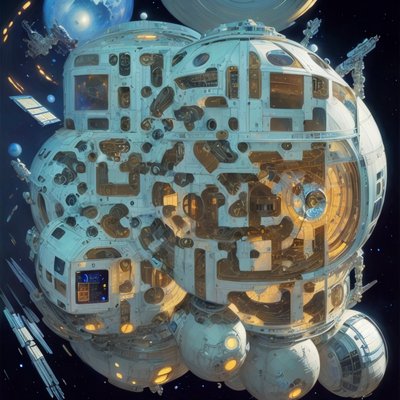 Spherical Space Station Concept Art QR Code for Posters