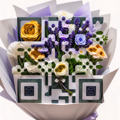 Lavender Rose Bouquet Photo QR Code for Packaging — image 1