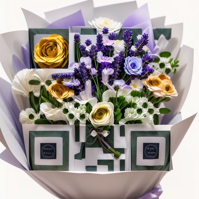 Lavender Rose Bouquet Photo QR Code for Packaging
