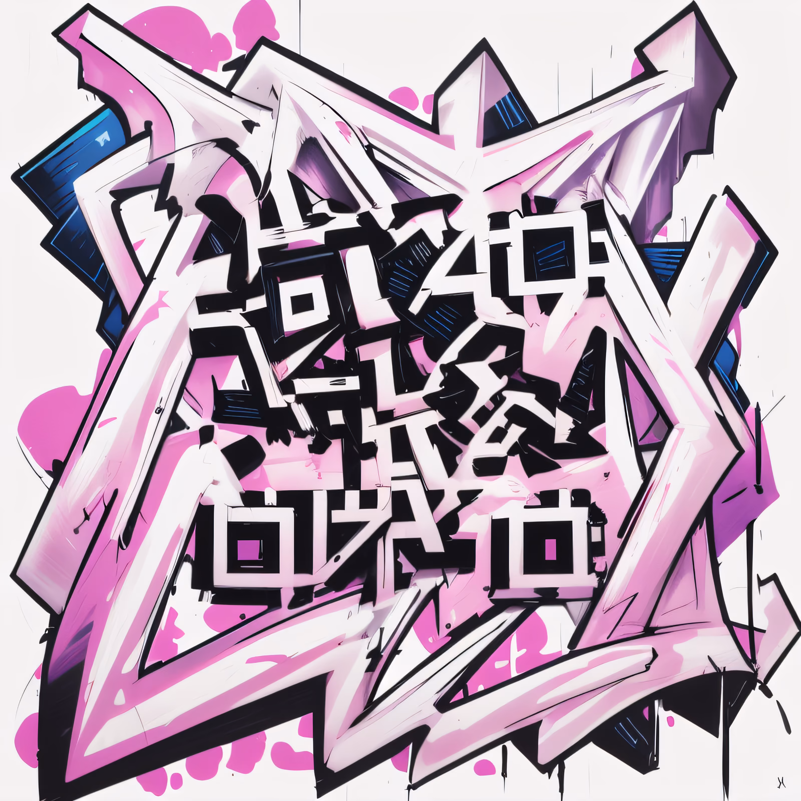 Pink Wildstyle Graffiti Lettering QR Code for Stickers — image 1