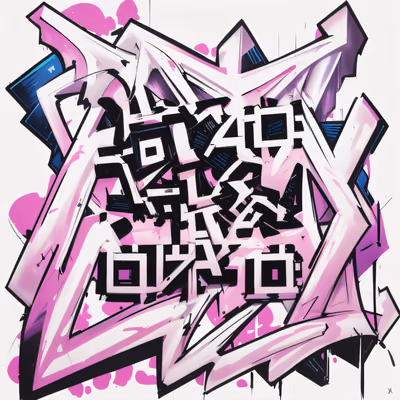 Pink Wildstyle Graffiti Lettering QR Code for Stickers — image 1