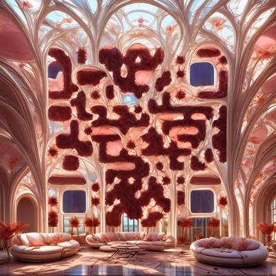 Art Nouveau Floral Lounge Interior QR Code Art — image 1