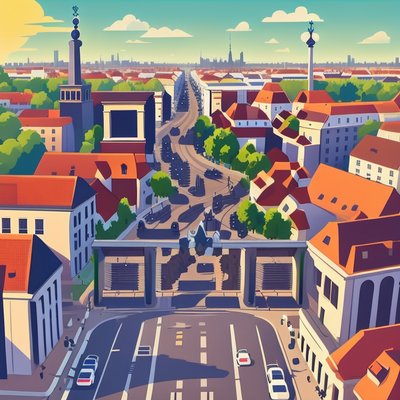 Berlin Cityscape Vector Illustration QR Code for Posters