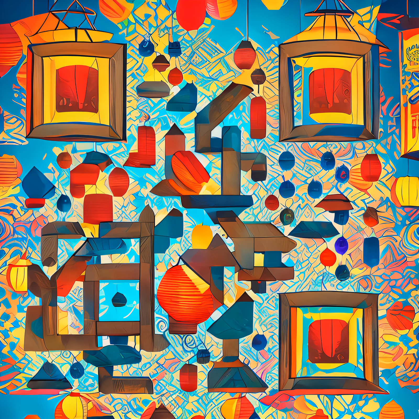 Colorful Paper Lanterns Pattern QR Code for Posters — image 1