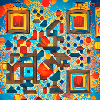 Colorful Paper Lanterns Pattern QR Code for Posters — image 1
