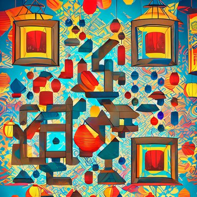 Colorful Paper Lanterns Pattern QR Code for Posters
