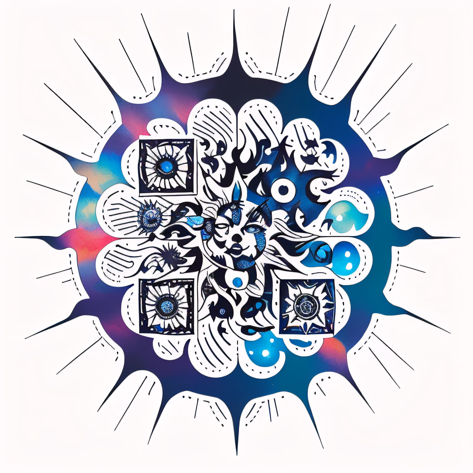 Sun Burst Tattoo Style QR Code for Temporary Tattoos — image 1
