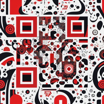 Red and Black Abstract Pattern QR Code for Posters