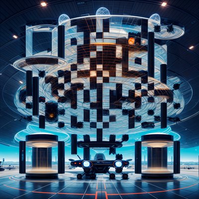 Futuristic Drone Airport 3D QR Code for Posters
