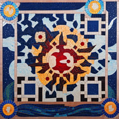 Sun and Starry Sky Mosaic QR Code Art