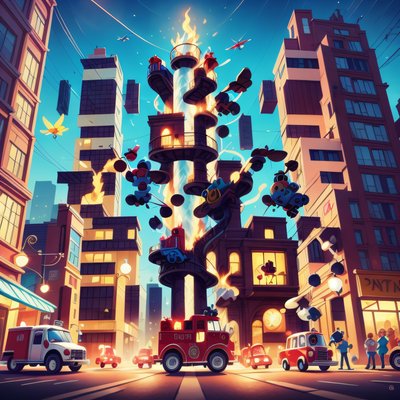 Fire Truck Toy City Cartoon QR Code for Posters