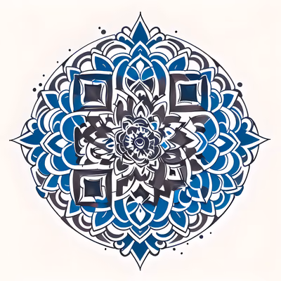 Blue Gray Mandala Tattoo Style QR Code for Temporary Tattoos — image 1