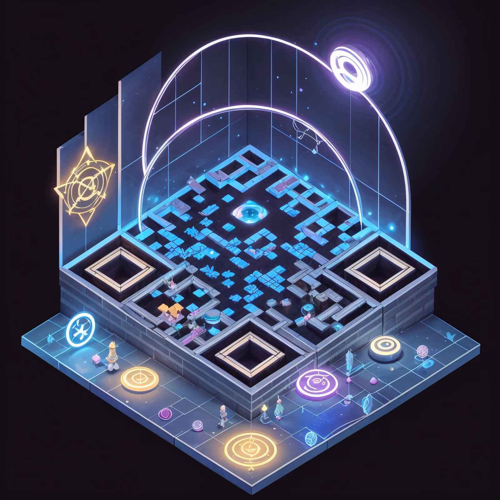 Изометрический диорамный атриум целителя: QR-код для постеров — изображение 1