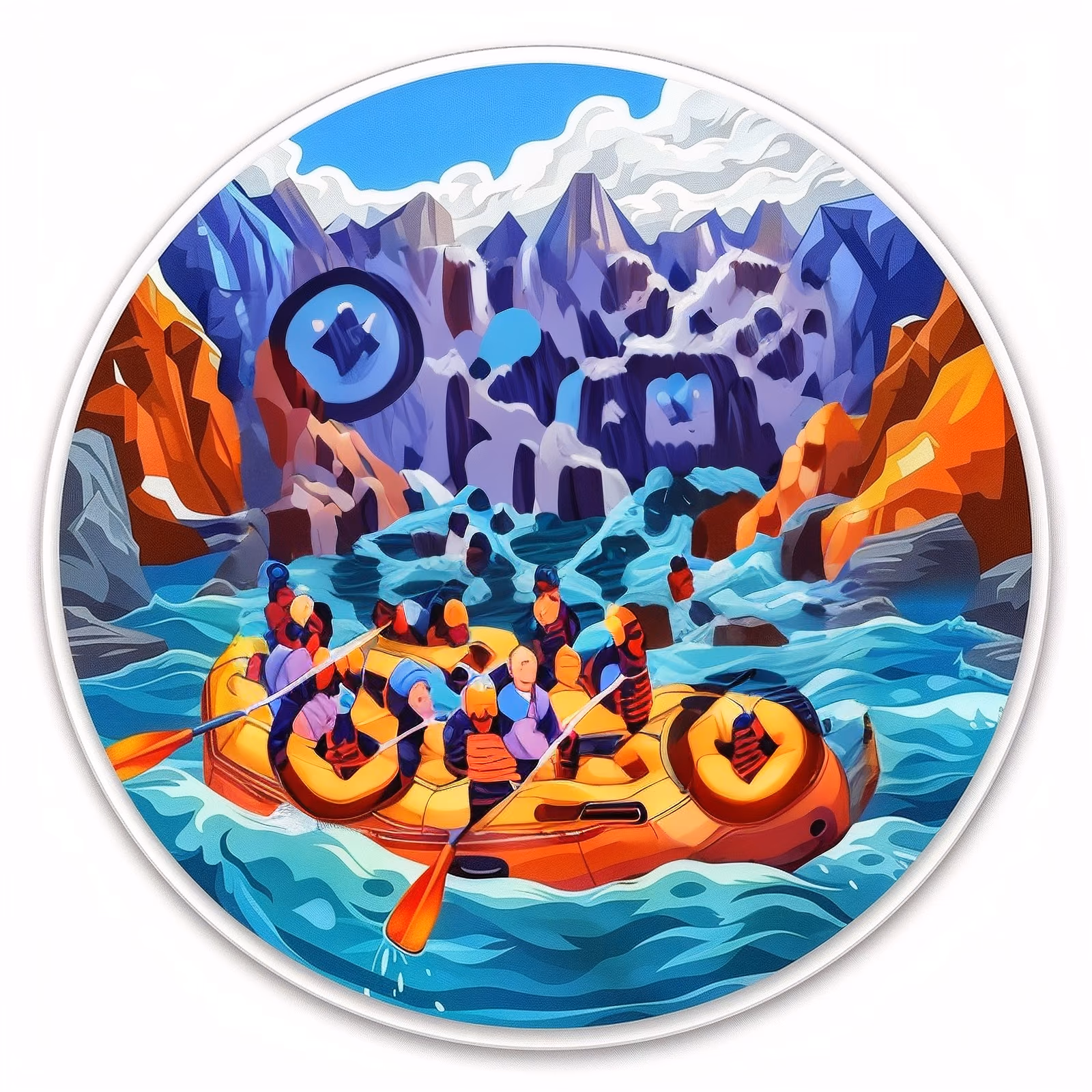 Whitewater Rafting Vector QR Code for Stickers — image 1