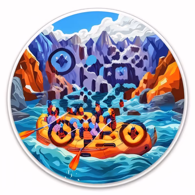 Whitewater Rafting Vector QR Code for Stickers — image 1