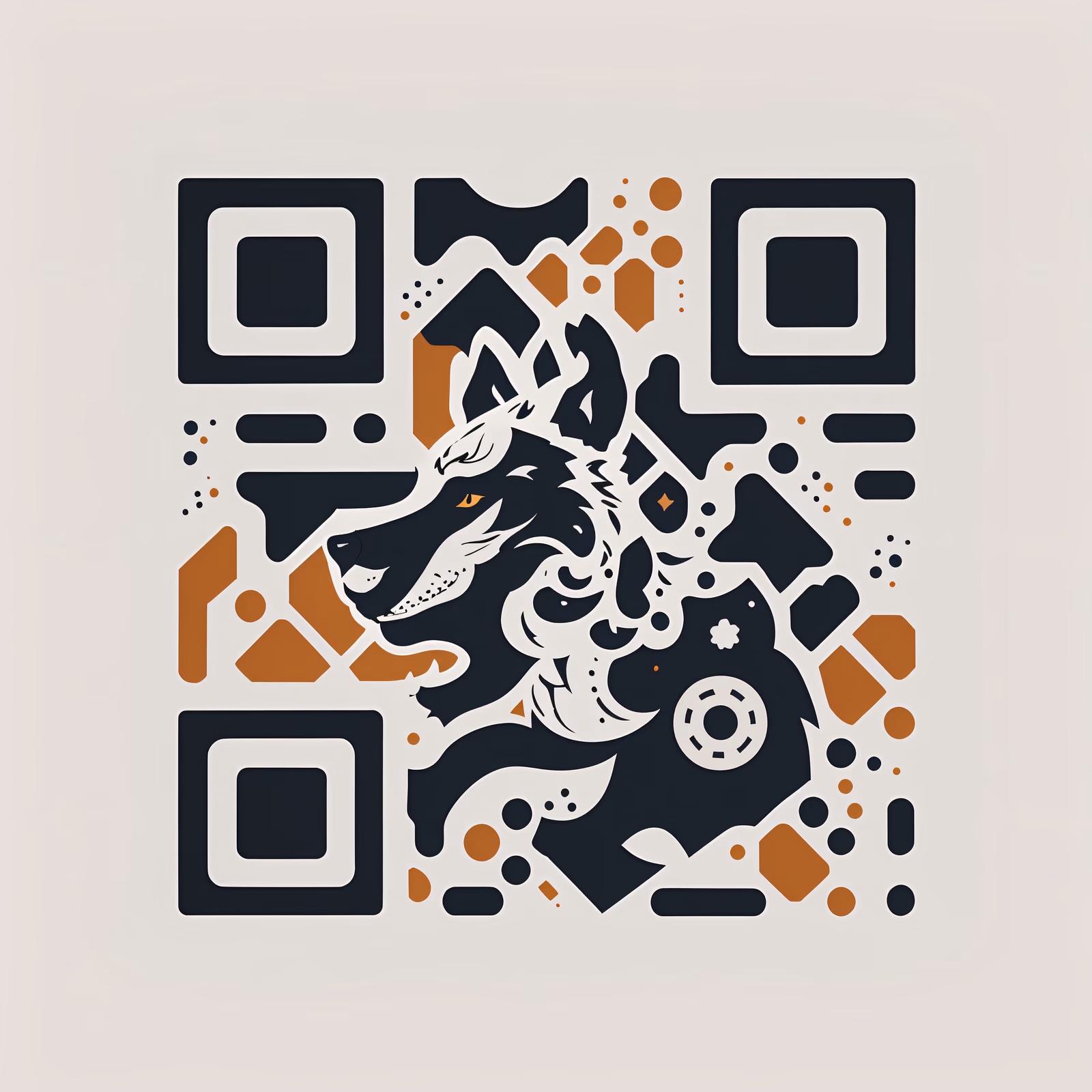 Abstract Wolf Head Vector QR Code for Apparel — image 1