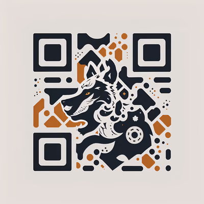 Abstract Wolf Head Vector QR Code for Apparel — image 1